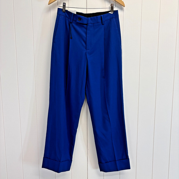 Zara Womens Cuffed Dopamine Chic Pleated Trousers Size 29 Blue Hipster Mod NWT - Picture 1 of 10